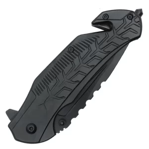 Wartech 8" Serrated Black Pocket Knife