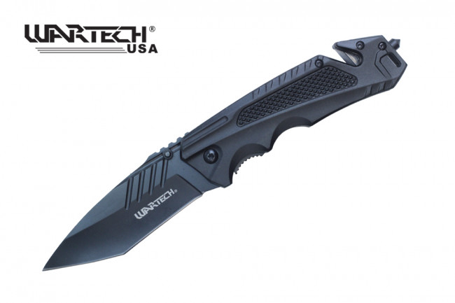 Wartech 8 1/8" Tanto Point Blade Pocket Knife W/ Seatbelt Cutter & Glass Breaker 